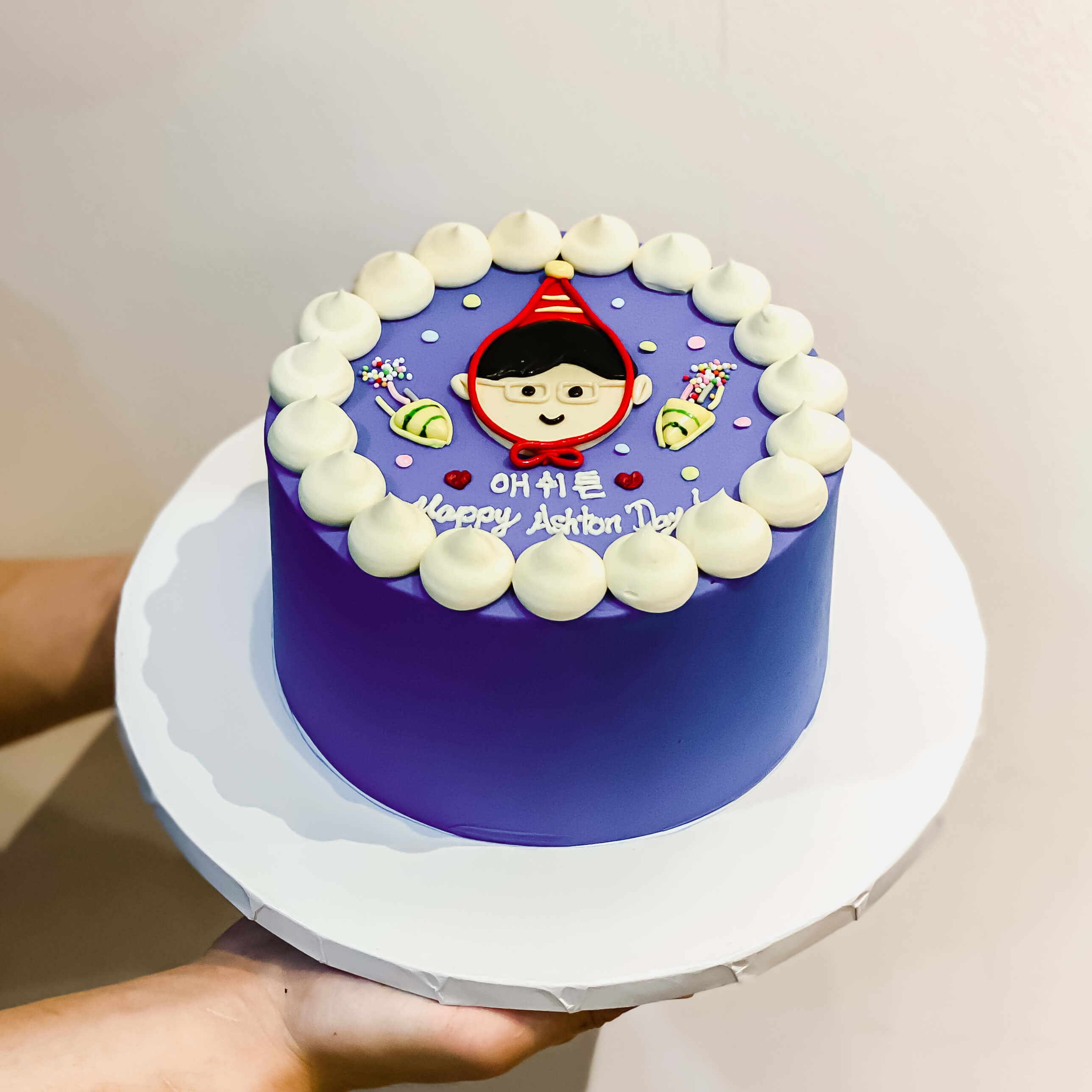 Korean Minimalistic Cake with Boy in Party Hat